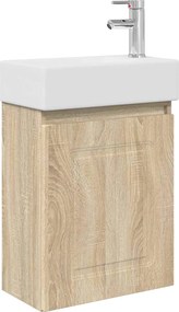 vidaXL Μονάδα μπάνιου με βρύση Sonoma Δρυς 45,5 x 22,5 x 84 εκ