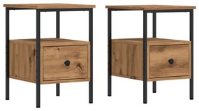 vidaXL Κομοδίνα 2 τεμάχια Artisan Oak 34x36x50 cm Κατασκευασμένο ξύλο