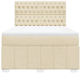 Κρεβάτι Boxspring με Στρώμα Κρεμ 160x200 εκ. Υφασμάτινο - Κρεμ