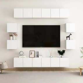vidaXL Έπιπλα Τηλεόρασης Σετ 10 Τεμαχίων Λευκό από Μοριοσανίδα