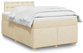 vidaXL Κρεβάτι Boxspring με Στρώμα Κρεμ 120x190 εκ. Υφασμάτινο