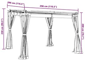 Κιόσκι με Τοίχους από Δίχτυ Κρεμ 3x3 μ. από Ατσάλι - Κρεμ