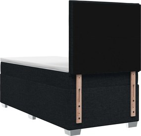 vidaXL Κρεβάτι box spring με στρώμα Μαύρο 90 x 190 cm Ύφασμα