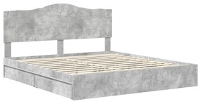 vidaXL Κρεβάτι Αποθήκης Σκυρόδεμα Γκρι 200 x 200 cm Επεξεργασμένο ξύλο
