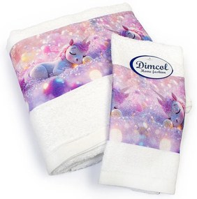 Πετσέτες Βρεφικές Dreaming Unicorn 321 (Σετ 2τμχ) White DimCol Towels Set 70x140cm 100% Βαμβάκι