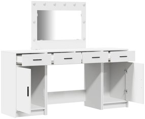 vidaXL Σετ 3 Τεμαχίων Τραπέζι Μακιγιάζ με LED, Λευκό Επεξεργασμένο Ξύλο