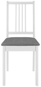 Καρέκλες Τραπεζαρίας με Μαξιλάρια 6 τεμ. Λευκές από Μασίφ Ξύλο - Λευκό