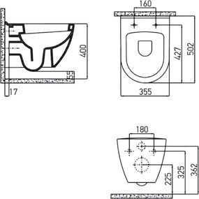 Creavit Razor TP325 White - Κρεμαστή Λεκάνη