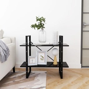 vidaXL Βιβλιοθήκη με 2 Ράφια Μαύρη 80 x 30 x 70 εκ. από Επεξ. Ξύλο