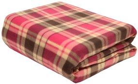 Κουβέρτα fleece εμπριμέ ροζ μονή 160Χ240