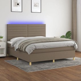 ΚΡΕΒΑΤΙ BOXSPRING ΜΕ ΣΤΡΩΜΑ &amp; LED TAUPE 160X200 ΕΚ. ΥΦΑΣΜΑΤΙΝΟ 3135529