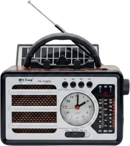 Επαναφορτιζόμενο ραδιόφωνο Retro με ηλιακό πάνελ - PX-767BTS - 707672 - Silver