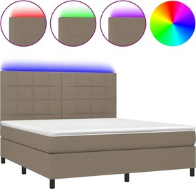 vidaXL Κρεβάτι Boxspring με Στρώμα &amp; LED Taupe 180x200 εκ. Υφασμάτινο