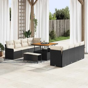 vidaXL Σετ Καναπέ Κήπου 11 pcs Μαύρο, Κρέμα 100 x 100 x 71 cm