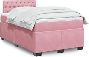 vidaXL Κρεβάτι Boxspring με Στρώμα Ροζ 120x190 εκ. Βελούδινο