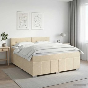 vidaXL Κρεβάτι box spring με στρώμα Κρεμ 140 x 200 cm Ύφασμα