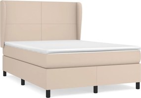 vidaXL Κρεβάτι Boxspring με Στρώμα Καπουτσίνο 140x190εκ.από Συνθ.Δέρμα