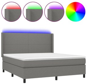 ΚΡΕΒΑΤΙ BOXSPRING ΜΕ ΣΤΡΩΜΑ &amp; LED ΣΚ.ΓΚΡΙ 180X200 ΕΚ ΥΦΑΣΜΑΤΙΝΟ 3138174