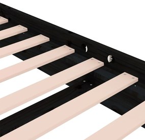 vidaXL Πλαίσιο Κρεβατιού Μαύρο 135x190 εκ. από Μασίφ Ξύλο Double