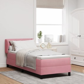 vidaXL Κρεβάτι Box Spring με Στρώμα Ροζ 80x200 εκ. Βελούδο