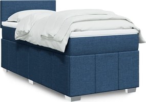 vidaXL Κρεβάτι Boxspring με Στρώμα Μπλε 90x200 εκ.Υφασμάτινο