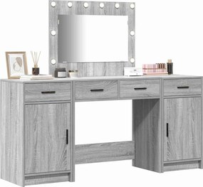 vidaXL Τραπέζι περιποίησης με συρτάρι 3 pcs Γκρι Επεξεργασμένο ξύλο