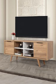 Έπιπλο Τηλεόρασης Sapphire Δρυς / Λευκό POUL 130x35x18
