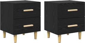 vidaXL Ντουλάπι κρεβατιού 2 τμχ. Μαύρη Οξυά 40 x 35 x 47.5cm