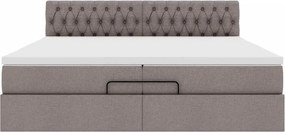vidaXL Οθωμανικό κρεβάτι με στρώμα Taupe 200x200 cm Ύφασμα