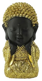 BABY BUDDHA 1 DECO ΒΟΥΔΑΣ POLYRESIN ΧΡΥΣΟ ΜΑΥΡΟ 11,7x10,2xH16,7cm - 022122 - 022122