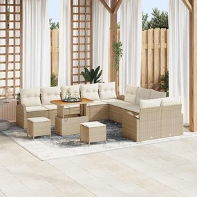 vidaXL Σετ Καναπέ Κήπου με μαξιλάρι 13 pcs Μπεζ συνθετικό ρατάν