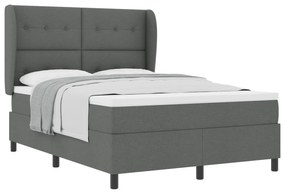 vidaXL Κρεβάτι Box Spring με Στρώμα Σκούρο Γκρι 140x200 εκ Υφασμάτινο