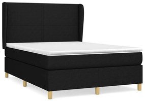 vidaXL Κρεβάτι Boxspring με Στρώμα Μαύρο 140x190 εκ. Υφασμάτινο