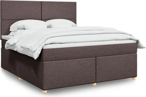 vidaXL Κρεβάτι Boxspring με Στρώμα Σκούρο Καφέ 180x200 εκ Υφασμάτινο