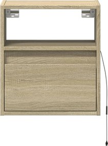 vidaXL Κομοδίνο Επιτοίχιο με Φώτα LED Sonoma Δρυς