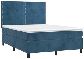 ΚΡΕΒΑΤΙ BOXSPRING ΜΕ ΣΤΡΩΜΑ &amp; LED ΣΚ. ΜΠΛΕ 140X190ΕΚ. ΒΕΛΟΥΔΙΝΟ 3136063