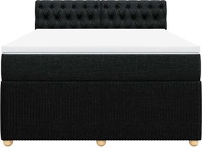 vidaXL Κρεβάτι Boxspring με Στρώμα Μαύρο 160x200 εκ. Υφασμάτινο