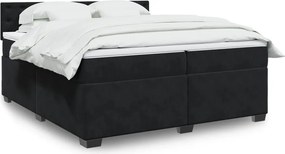 vidaXL Κρεβάτι Boxspring με Στρώμα Μαύρο 200x200 εκ. Βελούδινο