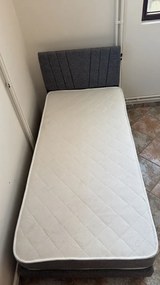 Stewehome Μονό Κρεβάτι Γκρι με Στρώμα και Υφασμάτινο Κεφαλάρι 90x190 cm