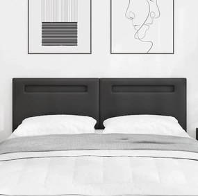 vidaXL LED κεφαλάρι Μαύρο 160 cm Τεχνητό Δέρμα