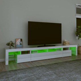 vidaXL Έπιπλο Τηλεόρασης με LED Γυαλιστερό Λευκό 260x36,5x40 εκ.