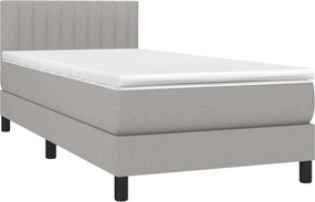 vidaXL Κρεβάτι Boxspring με Στρώμα &amp; LED Αν.Γκρι 90x190 εκ. Υφασμάτινο
