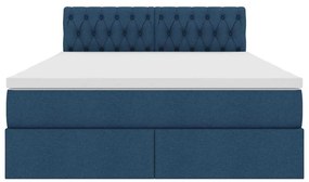 vidaXL LED Κρεβάτι αποθήκευσης με στρώμα Μπλε 140 x 190 cm Ύφασμα