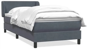 vidaXL Κρεβάτι Boxspring με Στρώμα Σκούρο Γκρι 90x220 εκ. Βελούδινο