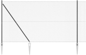 vidaXL Σετ Στύλων Φράχτη Γκρι 1.5 x 10 m
