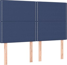 vidaXL Κρεβάτι Boxspring με Στρώμα Μπλε 140x200 εκ. Υφασμάτινο