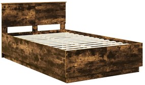 vidaXL Σκελετός Κρεβατιού με κεφαλάρι Καπνιστό Δρύς 135 x 190 cm