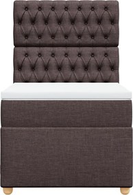 vidaXL Κρεβάτι Boxspring με Στρώμα Σκούρο Καφέ 90x200 εκ. Υφασμάτινο