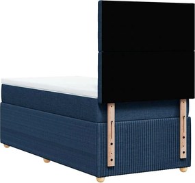 vidaXL Κρεβάτι Boxspring με Στρώμα Μπλε 90x200 εκ.Υφασμάτινο
