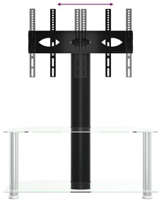 Βάση Τηλεόρασης Γωνιακή 2 Επιπέδων για 32-70 Ιντσών Μαύρη/Ασημί - Μαύρο